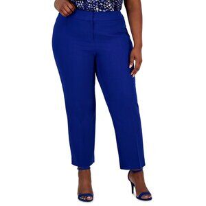 Kasper Stretch Crepe Mid-Rise Ankle Pants Blue Plus Size 24W MSRP $89